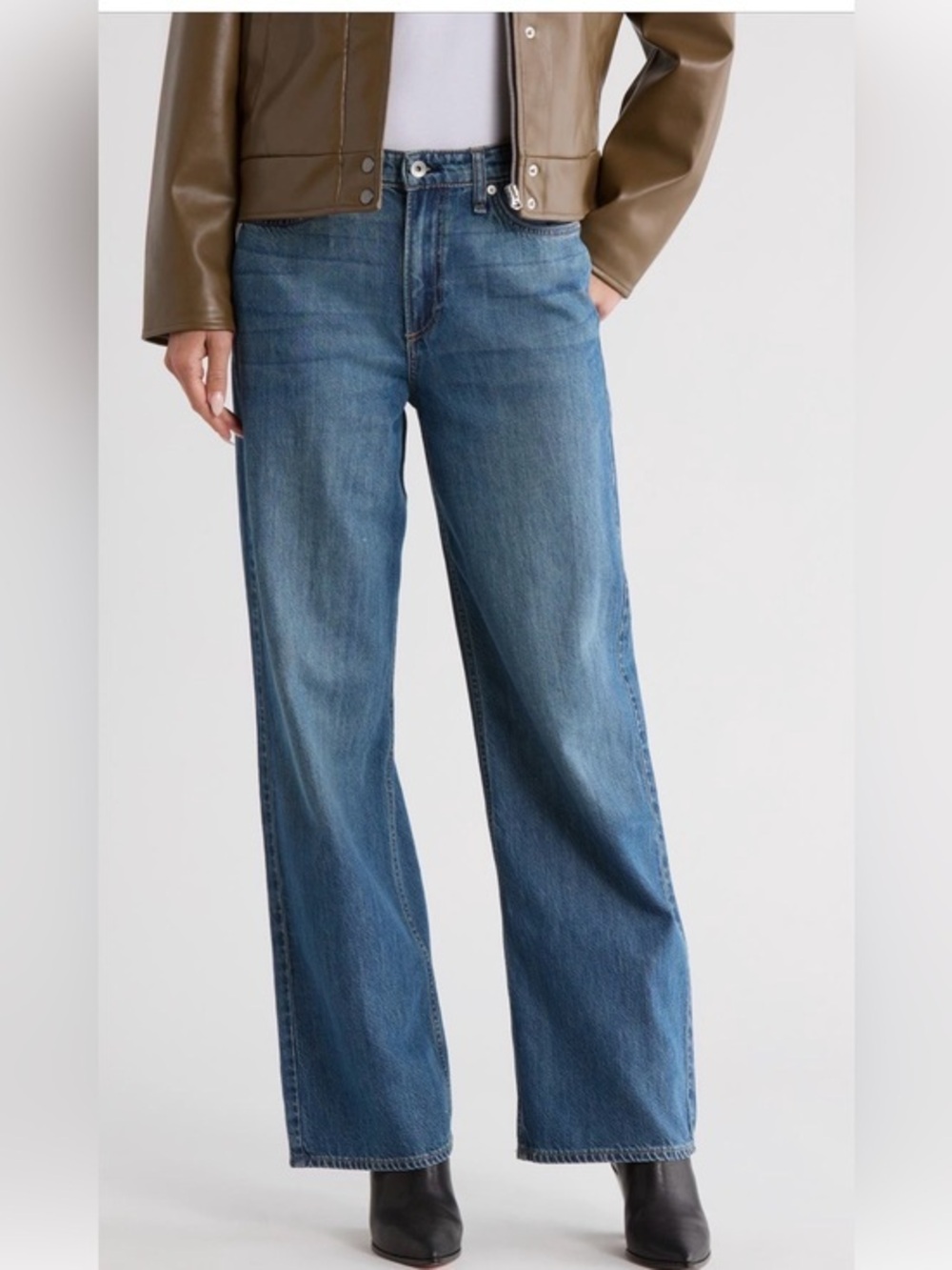 NWT Rag & Bone Lori Mid-Rise Wide Leg Jeans-28 (fits to 32) -MSRP $258